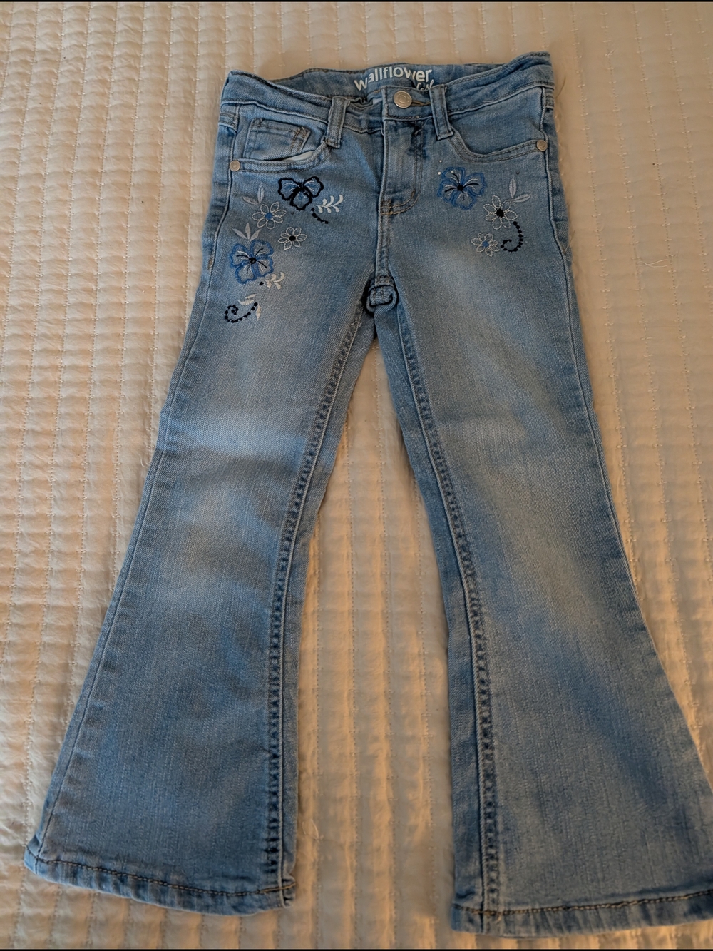 Wallflower Light Blue Embroidered Bootcut Jeans